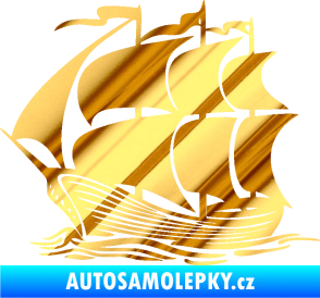 Samolepka Koráb 002 levá chrom fólie zlatá zrcadlová
