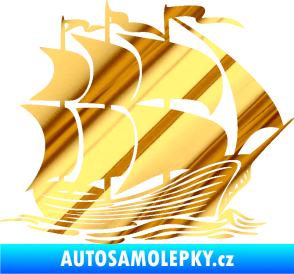 Samolepka Koráb 002 pravá chrom fólie zlatá zrcadlová
