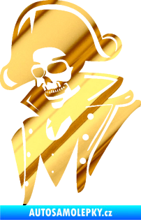 Samolepka Kostra pirát levá chrom fólie zlatá zrcadlová