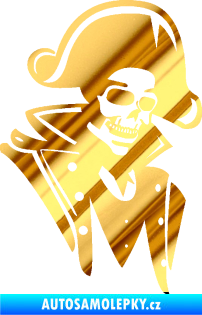 Samolepka Kostra pirát pravá chrom fólie zlatá zrcadlová