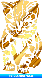 Samolepka Koťátko 002 levá chrom fólie zlatá zrcadlová