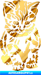 Samolepka Koťátko 002 pravá chrom fólie zlatá zrcadlová