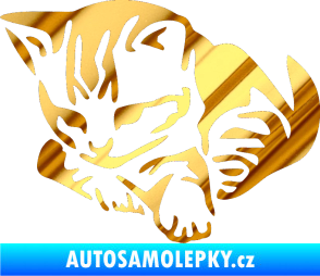 Samolepka Koťátko 003 levá chrom fólie zlatá zrcadlová