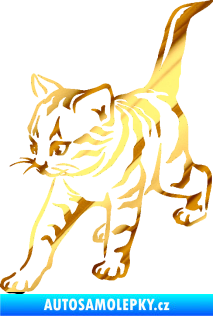 Samolepka Koťátko 004 levá chrom fólie zlatá zrcadlová