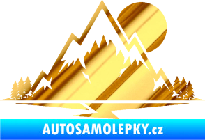 Samolepka Krajina hory 001 pravá chrom fólie zlatá zrcadlová