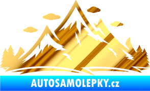 Samolepka Krajina hory 002 pravá chrom fólie zlatá zrcadlová