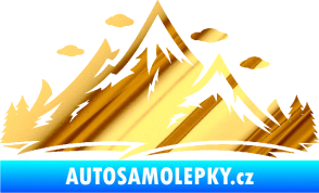 Samolepka Krajina hory 002 levá chrom fólie zlatá zrcadlová
