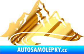 Samolepka Krajina hory 008 levá chrom fólie zlatá zrcadlová