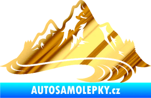 Samolepka Krajina hory 008 pravá chrom fólie zlatá zrcadlová
