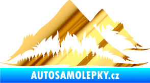 Samolepka Krajina hory 011 pravá chrom fólie zlatá zrcadlová