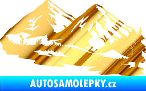 Samolepka Krajina hory 012 pravá chrom fólie zlatá zrcadlová