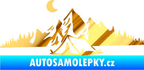 Samolepka Krajina hory 023 levá kempování chrom fólie zlatá zrcadlová