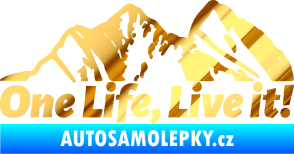 Samolepka Krajina hory 029 levá chrom fólie zlatá zrcadlová