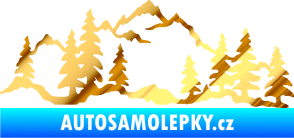 Samolepka Krajina hory 033 levá chrom fólie zlatá zrcadlová