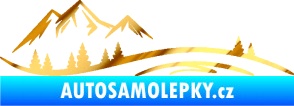 Samolepka Krajina hory 036 levá chrom fólie zlatá zrcadlová