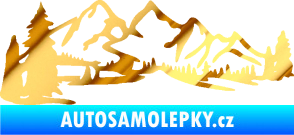 Samolepka Krajina hory 038 levá chrom fólie zlatá zrcadlová