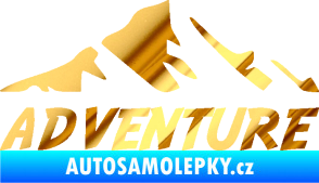 Samolepka Krajina hory 040 turistika, nápis Adventure chrom fólie zlatá zrcadlová