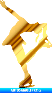 Samolepka Krasobruslení 001 levá krasobruslařka chrom fólie zlatá zrcadlová