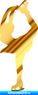 Samolepka Krasobruslení 003 levá krasobruslařka chrom fólie zlatá zrcadlová