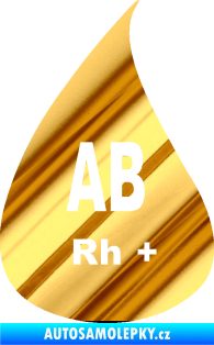 Samolepka Krevní skupina AB Rh+ kapka chrom fólie zlatá zrcadlová