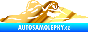 Samolepka Krokodýl 003 levá hlava na hladině chrom fólie zlatá zrcadlová