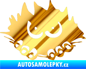 Samolepka Kuk 002 pravá šmírák chrom fólie zlatá zrcadlová