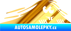 Samolepka Kuk 004 pravá zubatý šmíráček chrom fólie zlatá zrcadlová