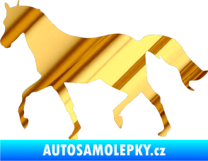 Samolepka Kůň 003 levá chrom fólie zlatá zrcadlová
