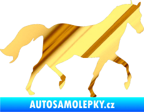 Samolepka Kůň 003 pravá chrom fólie zlatá zrcadlová