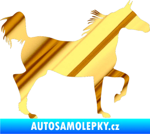Samolepka Kůň 009 pravá chrom fólie zlatá zrcadlová