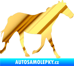 Samolepka Kůň 012 pravá chrom fólie zlatá zrcadlová