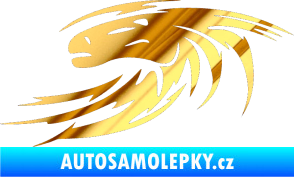 Samolepka Kůň 023 levá hlava s vlající hřívou chrom fólie zlatá zrcadlová