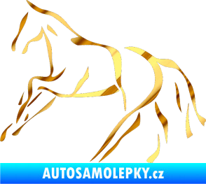 Samolepka Kůň 024 levá chrom fólie zlatá zrcadlová