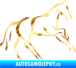 Samolepka Kůň 024 pravá chrom fólie zlatá zrcadlová