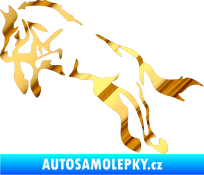 Samolepka Kůň 025 levá skok chrom fólie zlatá zrcadlová