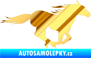 Samolepka Kůň 029 pravá chrom fólie zlatá zrcadlová