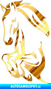Samolepka Kůň 031 levá skok chrom fólie zlatá zrcadlová