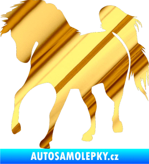 Samolepka Kůň 032 levá chrom fólie zlatá zrcadlová