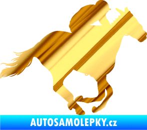 Samolepka Kůň 035 pravá chrom fólie zlatá zrcadlová