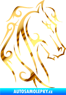 Samolepka Kůň 036 pravá chrom fólie zlatá zrcadlová