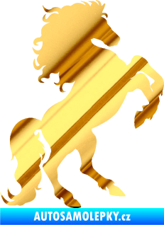 Samolepka Kůň 038 pravá chrom fólie zlatá zrcadlová