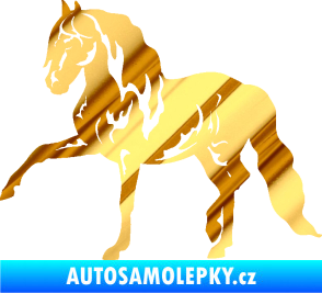 Samolepka Kůň 039 levá chrom fólie zlatá zrcadlová