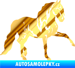 Samolepka Kůň 039 pravá chrom fólie zlatá zrcadlová