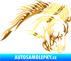 Samolepka Kůň 042 pravá chrom fólie zlatá zrcadlová