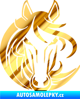 Samolepka Kůň 043 levá chrom fólie zlatá zrcadlová