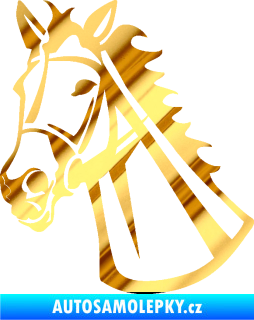 Samolepka Kůň 044 levá chrom fólie zlatá zrcadlová