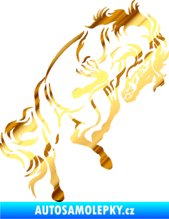 Samolepka Kůň 047 pravá chrom fólie zlatá zrcadlová