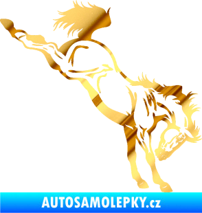 Samolepka Kůň 052 pravá vykopává zadní nohy chrom fólie zlatá zrcadlová