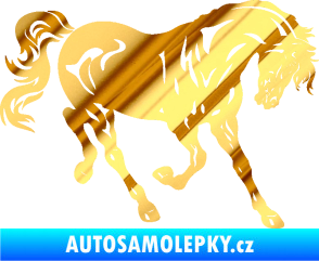 Samolepka Kůň 056 pravá chrom fólie zlatá zrcadlová