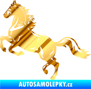 Samolepka Kůň 057 levá na zadních chrom fólie zlatá zrcadlová